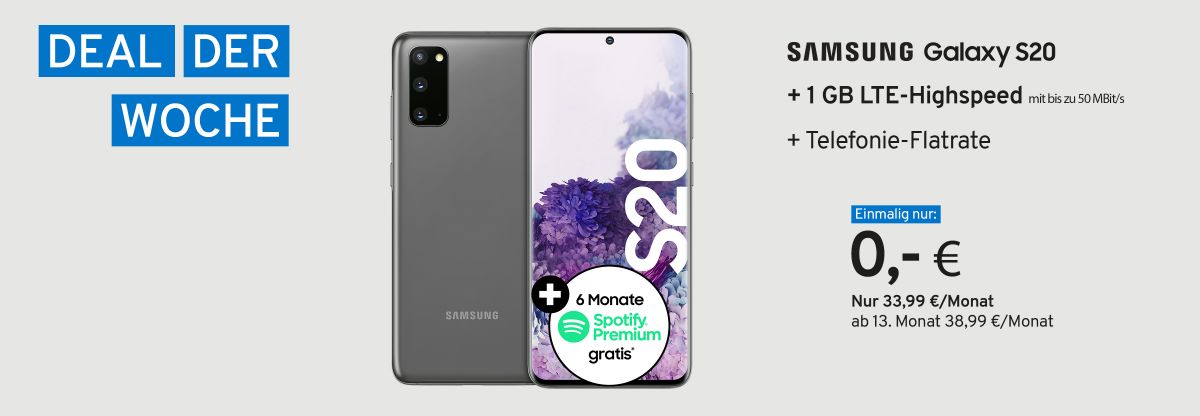 Unser Deal: Samsung Galaxy S20 + 1 GB LTE